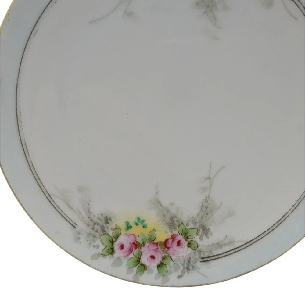 Vintage Meito China Bread Plate Bone‎ China Blue Pink Hand Painted Floral Japan